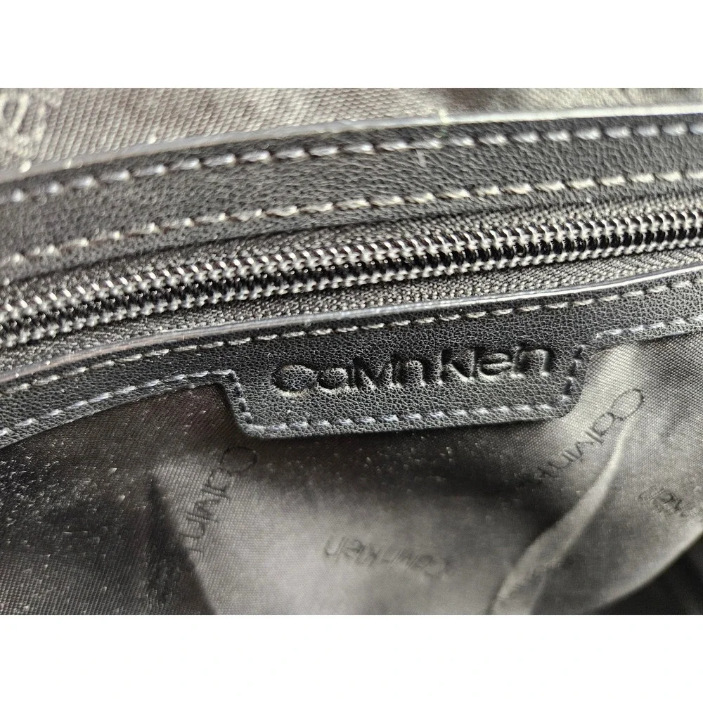 Calvin Klein Black Dome Satchel Handbag‎ Silver Hardware